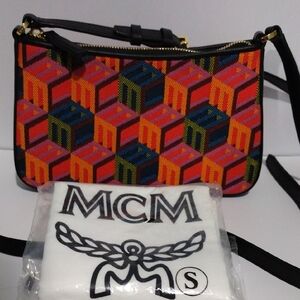 MCM Red and Pink Crossbody Bag with Modern Design